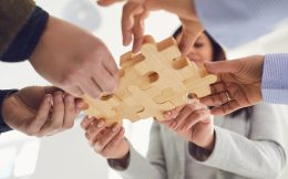 Concept of partnership creative work startup teamwork team business people.