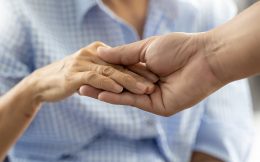 People,Old,Woman,And,Young,Hand,Holding,Disabled,Walking,With